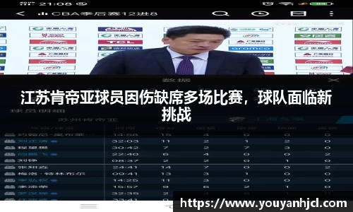 江苏肯帝亚球员因伤缺席多场比赛，球队面临新挑战