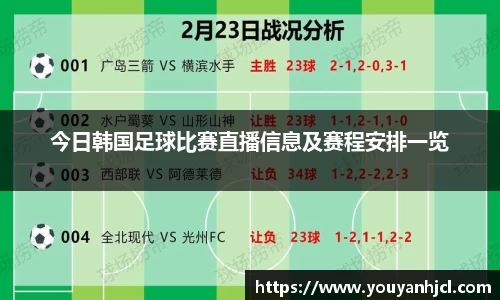 今日韩国足球比赛直播信息及赛程安排一览